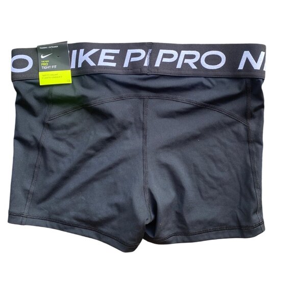 NWT Nike Pro Tight Fit Training Shorts Large Black Inseam 3" Stretch Support - Picture 2 of 7